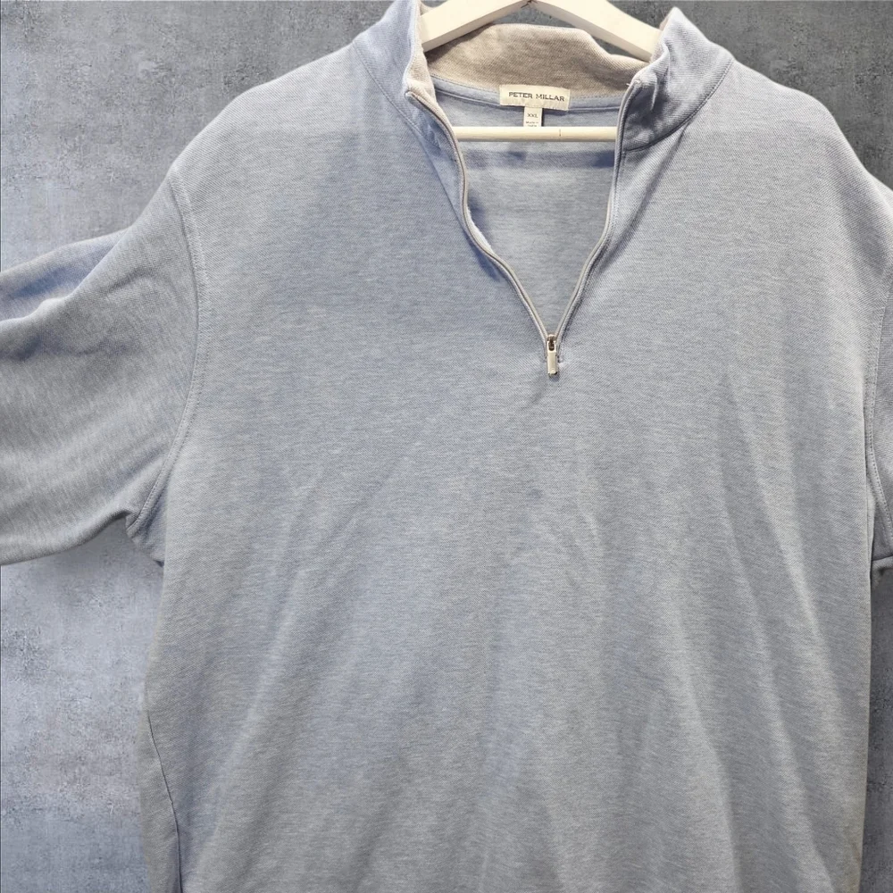 Peter Millar cotton modal baby blue quarter zip xxl
